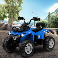 12V Kids Ride On ATV 4 Wheeler with Locked High Speed Gear, 66 lb Capacity, Rear Suspension and MP3, Ages 3 to 8, Blue