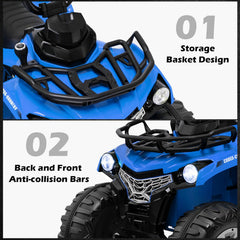 12V Kids Ride On ATV 4 Wheeler with Locked High Speed Gear, 66 lb Capacity, Rear Suspension and MP3, Ages 3 to 8, Blue