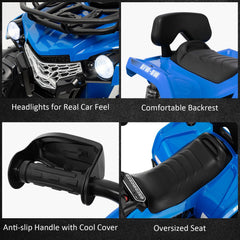 12V Kids Ride On ATV 4 Wheeler with Locked High Speed Gear, 66 lb Capacity, Rear Suspension and MP3, Ages 3 to 8, Blue
