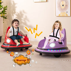 12V Kids Ride On Bumper Car with Slow Start and Slow Stop, 5 Point Belt, 360 Spin and Parent Remote, 66 lb, Red