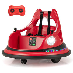 12V Kids Ride On Bumper Car with Slow Start and Slow Stop, 5 Point Belt, 360 Spin and Parent Remote, 66 lb, Red