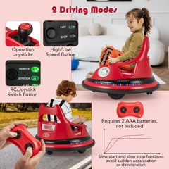 12V Kids Ride On Bumper Car with Slow Start and Slow Stop, 5 Point Belt, 360 Spin and Parent Remote, 66 lb, Red