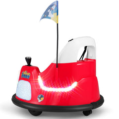 12V Kids Ride On Bumper Car with Glow in the Dark Lights, 3 Songs, 5 Point Belt and Parent Remote, 55 lb, Red