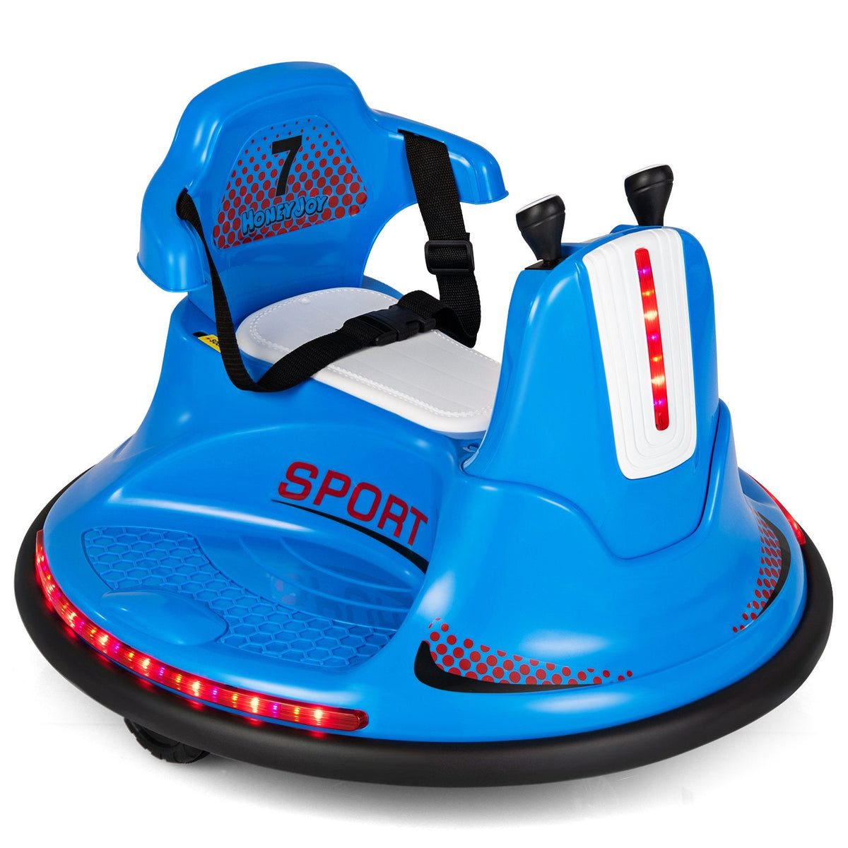 12V Kids Ride On Bumper Car with Safety Harness, Ergonomic Back, Soft Bumper and Parent Remote, 66 lb, Blue