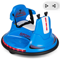 12V Kids Ride On Bumper Car with Safety Harness, Ergonomic Back, Soft Bumper and Parent Remote, 66 lb, Blue
