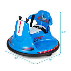 12V Kids Ride On Bumper Car with Safety Harness, Ergonomic Back, Soft Bumper and Parent Remote, 66 lb, Blue