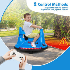 12V Kids Ride On Bumper Car with Safety Harness, Ergonomic Back, Soft Bumper and Parent Remote, 66 lb, Blue