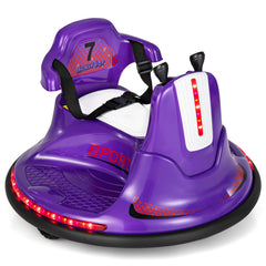 12V Kids Ride On Bumper Car, Remote Takes Priority Over the Joysticks, 360 Spin, Soft Bumper, 66 lb, Purple