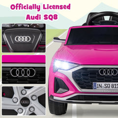 12V Licensed Audi SQ8 Kids Ride On Car with Power Display, Parent Remote, 3 Speeds and Soft Start, 38.5 in, Pink
