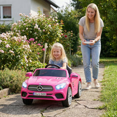 12V Licensed Mercedes-Benz SL Kids Ride On Car with Parent Remote, Soft Start, Radio and Wireless, 1.9 mph, Pink