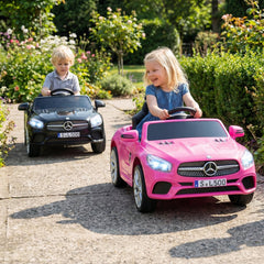 12V Licensed Mercedes-Benz SL Kids Ride On Car with Parent Remote, Soft Start, Radio and Wireless, 1.9 mph, Pink