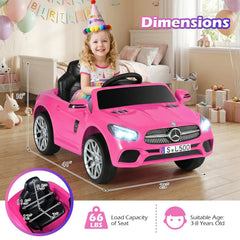 12V Licensed Mercedes-Benz SL Kids Ride On Car with Parent Remote, Soft Start, Radio and Wireless, 1.9 mph, Pink
