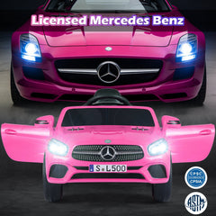 12V Licensed Mercedes-Benz SL Kids Ride On Car with Parent Remote, Soft Start, Radio and Wireless, 1.9 mph, Pink