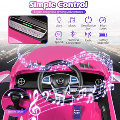 12V Licensed Mercedes-Benz SL Kids Ride On Car with Parent Remote, Soft Start, Radio and Wireless, 1.9 mph, Pink