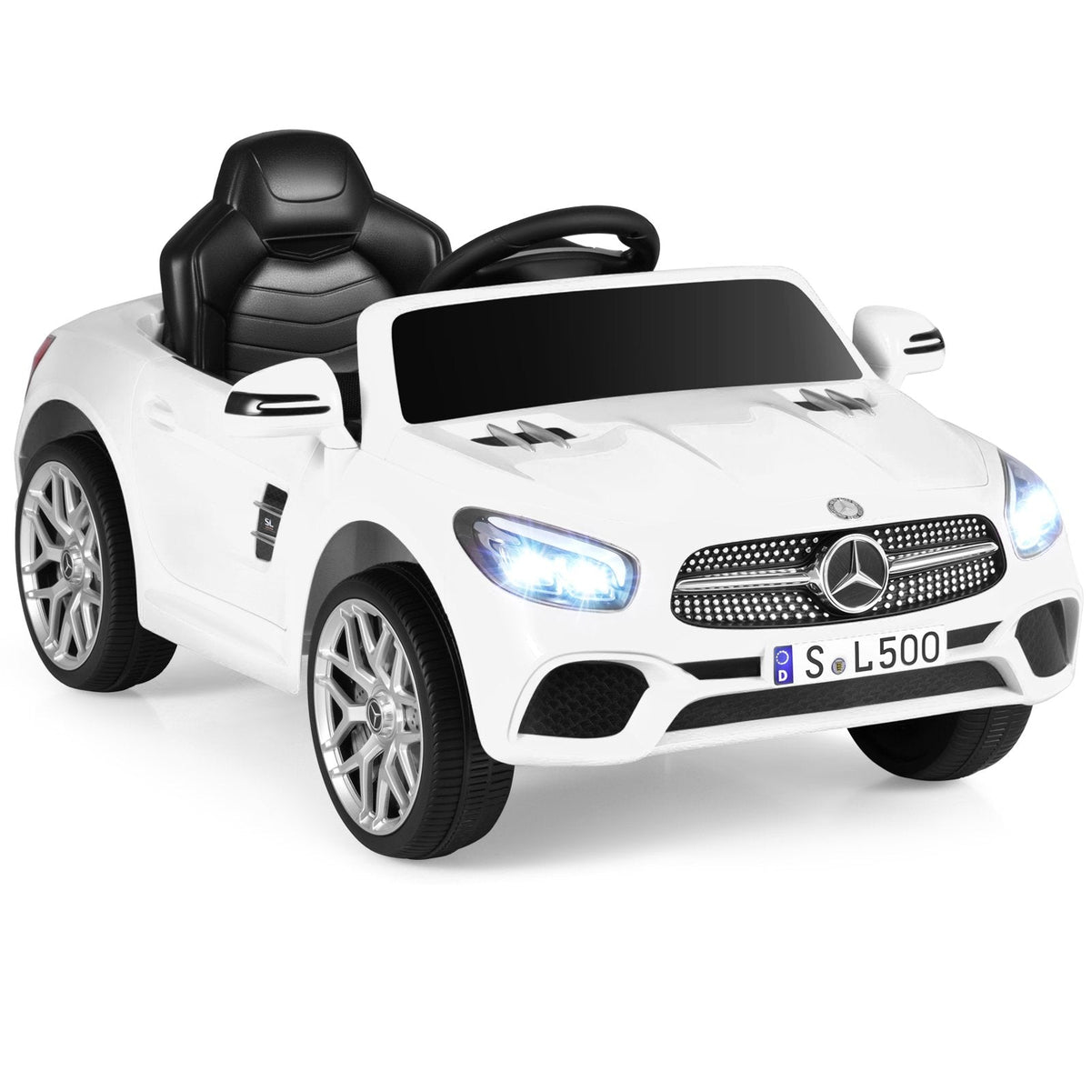 12V Licensed Mercedes-Benz SL Kids Ride On Car with Dual 25W Motors, Battery Indicator and Parent Remote, 66 lb, White