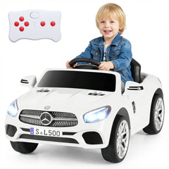 12V Licensed Mercedes-Benz SL Kids Ride On Car with Dual 25W Motors, Battery Indicator and Parent Remote, 66 lb, White