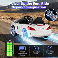 12V Licensed Mercedes-Benz SL Kids Ride On Car with Dual 25W Motors, Battery Indicator and Parent Remote, 66 lb, White