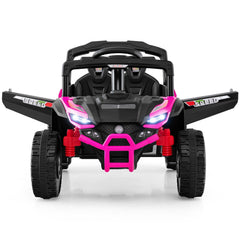 12V Kids Ride On UTV with Soft Start, Parent Remote, 3 Speeds, Spring Suspension and LED Lights, 3.1 mph, Hot Pink