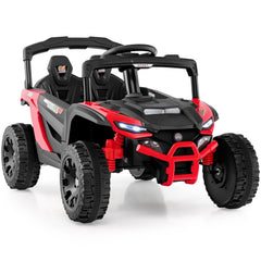 12V Kids Ride On UTV with Parent Remote, 3 Speeds, Forward and Reverse, Spring Suspension and LED Lights, 3.1 mph, Red