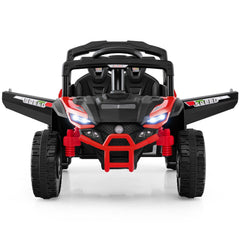 12V Kids Ride On UTV with Parent Remote, 3 Speeds, Forward and Reverse, Spring Suspension and LED Lights, 3.1 mph, Red