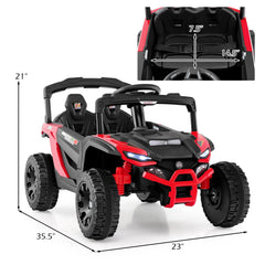 12V Kids Ride On UTV with Parent Remote, 3 Speeds, Forward and Reverse, Spring Suspension and LED Lights, 3.1 mph, Red