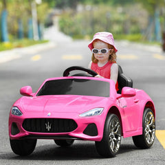 12V Licensed Maserati Kids Ride On Car with 2.4G Parent Remote, Spring Suspension, Radio and USB, 66 lb, Pink