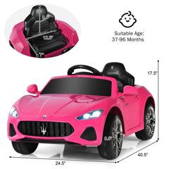 12V Licensed Maserati Kids Ride On Car with 2.4G Parent Remote, Spring Suspension, Radio and USB, 66 lb, Pink