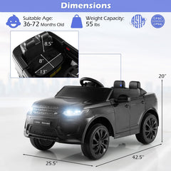 12V Licensed Land Rover Discovery Kids Ride On Car with Parent Remote, Lockable Doors, Slow Start and USB, 55 lb, Black