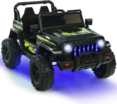 12V Kids 2 Seater Ride On Truck with Camouflage Graphics, 2.4G Remote, 3 Speeds and 17 in Bench, 77 lb