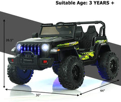 12V Kids 2 Seater Ride On Truck with Camouflage Graphics, 2.4G Remote, 3 Speeds and 17 in Bench, 77 lb