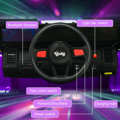 12V Kids 2 Seater Ride On Truck with Music Player, USB, FM Radio, 2.4G Remote and 3 Speeds, 77 lb, Purple