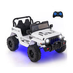 12V Kids 2 Seater Ride On Truck with 35 kg Load Capacity, 2.4G Remote, Spring Suspension and USB, White