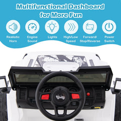 12V Kids 2 Seater Ride On Truck with 35 kg Load Capacity, 2.4G Remote, Spring Suspension and USB, White