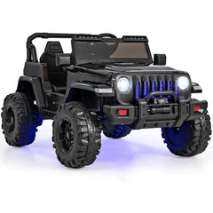 12V Kids 2 Seater Ride On Truck with Soft Start, 2.4G Remote, 3 Speeds and Wireless Music, 77 lb, Solid Black
