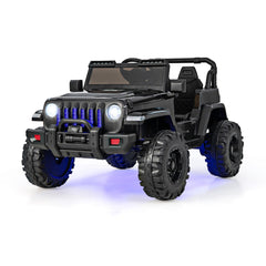12V Kids 2 Seater Ride On Truck with Soft Start, 2.4G Remote, 3 Speeds and Wireless Music, 77 lb, Solid Black