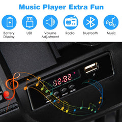 12V Kids 2 Seater Ride On Truck with Soft Start, 2.4G Remote, 3 Speeds and Wireless Music, 77 lb, Solid Black