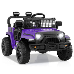 12V Kids Ride On Truck with Lockable Doors, Parent Remote, Emergency Brake and Spring Suspension, 66 lb, Purple