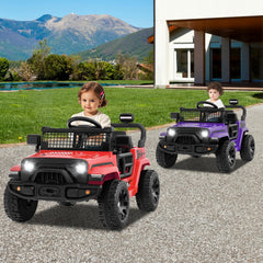 12V Kids Ride On Truck with Lockable Doors, Parent Remote, Emergency Brake and Spring Suspension, 66 lb, Purple