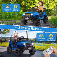 12V Kids Ride On Truck with Slow Start, Parent Remote, 3 Speeds, Lockable Doors and USB, 66 lb, Navy