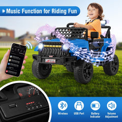12V Kids Ride On Truck with Slow Start, Parent Remote, 3 Speeds, Lockable Doors and USB, 66 lb, Navy
