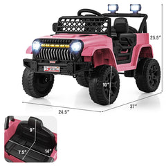 12V Kids Ride On Truck with Wireless Music, USB, Parent Remote, 3 Speeds and Battery Indicator, 66 lb, Pink