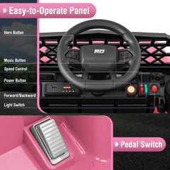 12V Kids Ride On Truck with Wireless Music, USB, Parent Remote, 3 Speeds and Battery Indicator, 66 lb, Pink