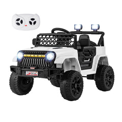 12V Kids Ride On Truck with Labelled Control Panel, Parent Remote, 3 Speeds and 10 in Clearance, 66 lb, White