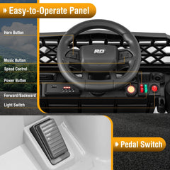 12V Kids Ride On Truck with Labelled Control Panel, Parent Remote, 3 Speeds and 10 in Clearance, 66 lb, White