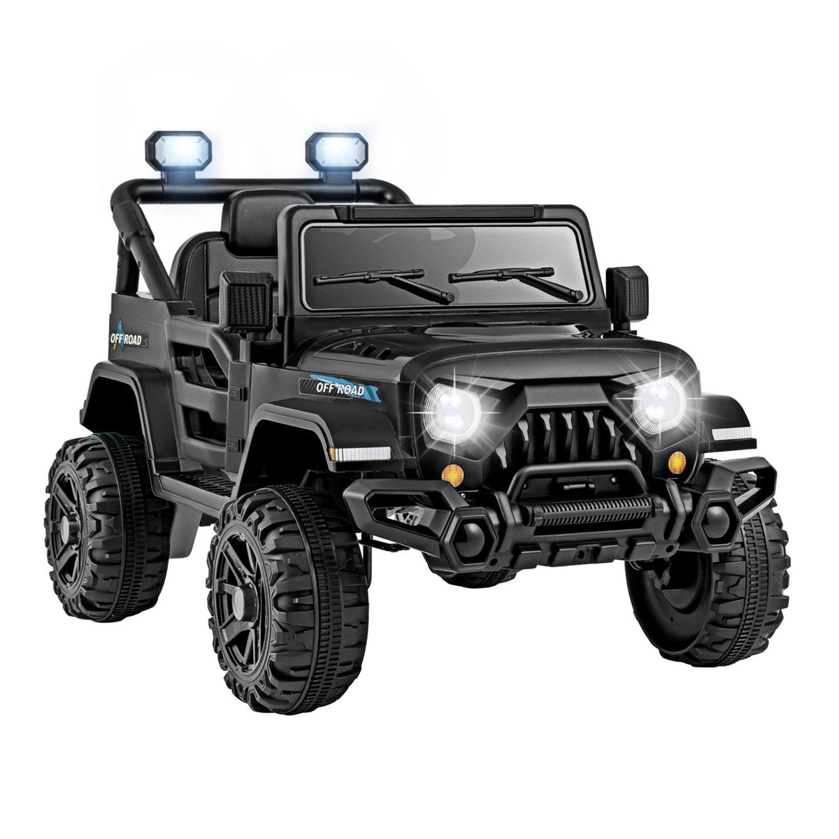 12V Kids Ride On Truck with Adjustable Belt, Parent Remote, Emergency Brake and All Terrain Wheels, 66 lb, Black