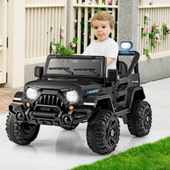 12V Kids Ride On Truck with Adjustable Belt, Parent Remote, Emergency Brake and All Terrain Wheels, 66 lb, Black