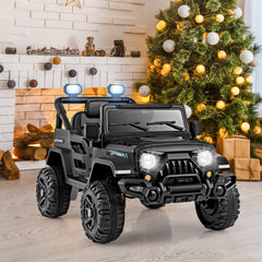 12V Kids Ride On Truck with Adjustable Belt, Parent Remote, Emergency Brake and All Terrain Wheels, 66 lb, Black