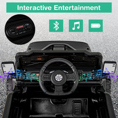 12V Kids Ride On Truck with Adjustable Belt, Parent Remote, Emergency Brake and All Terrain Wheels, 66 lb, Black