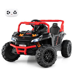 12V Kids Ride On Off Road UTV with Parent Remote, 3 Speeds, Shock Absorbing Tyres, USB and MIC Port, 40 in, Black