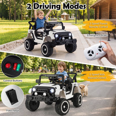 12V Kids Ride On Truck with 4 Wheel Suspension, Parent Remote, 3 Speeds and Emergency Brake, 66 lb, Black Trim
